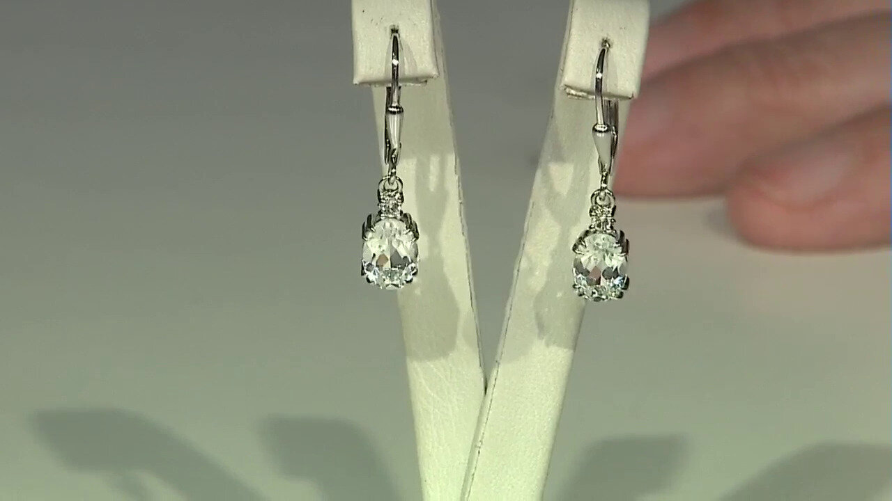 Video White Topaz Silver Earrings