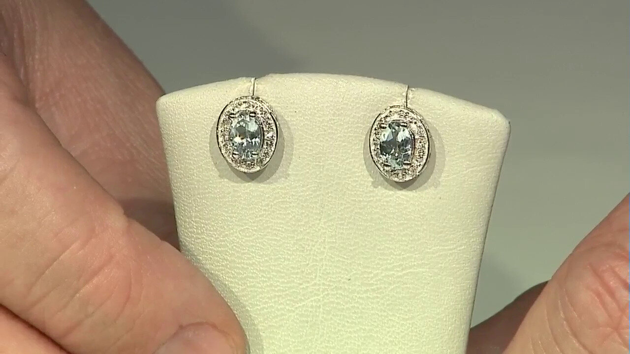 Video Boucles d'oreilles en argent et Aigue-marine du Brésil