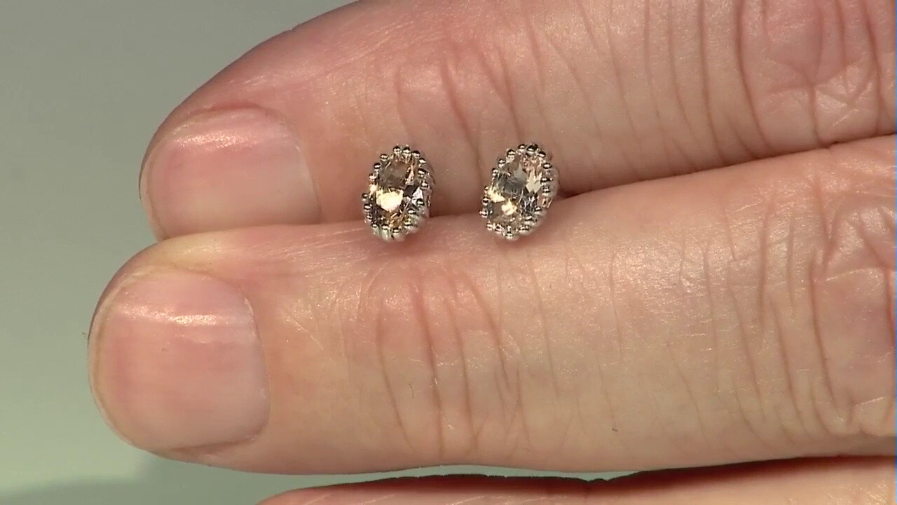 Video Morganite Silver Earrings