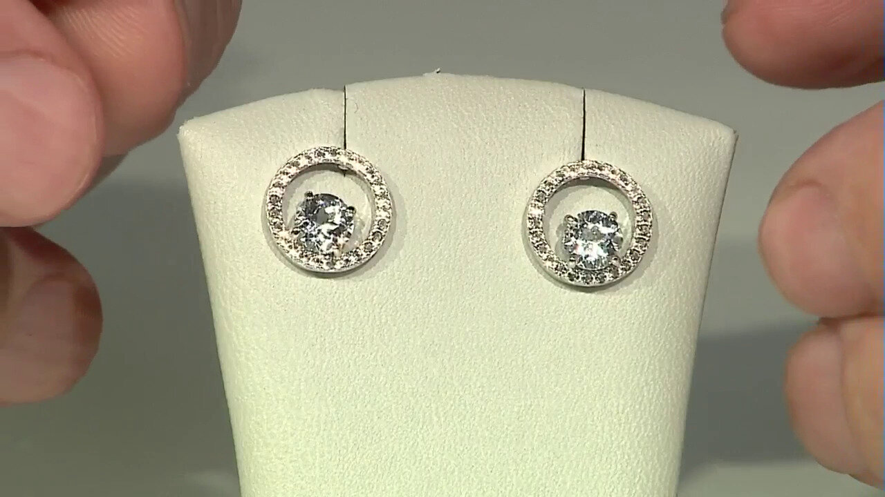 Video White Topaz Silver Earrings