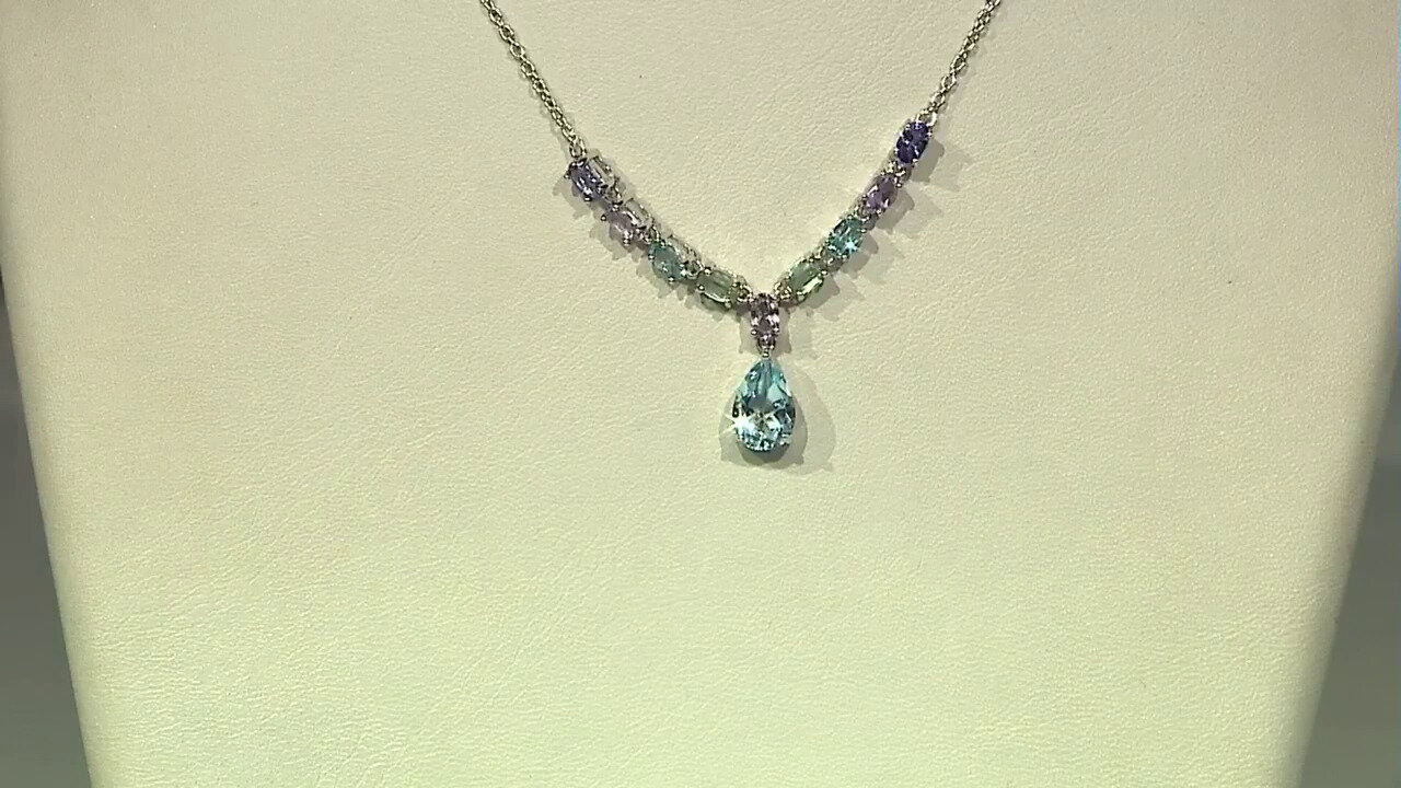 Video Sky Blue Topaz Silver Necklace