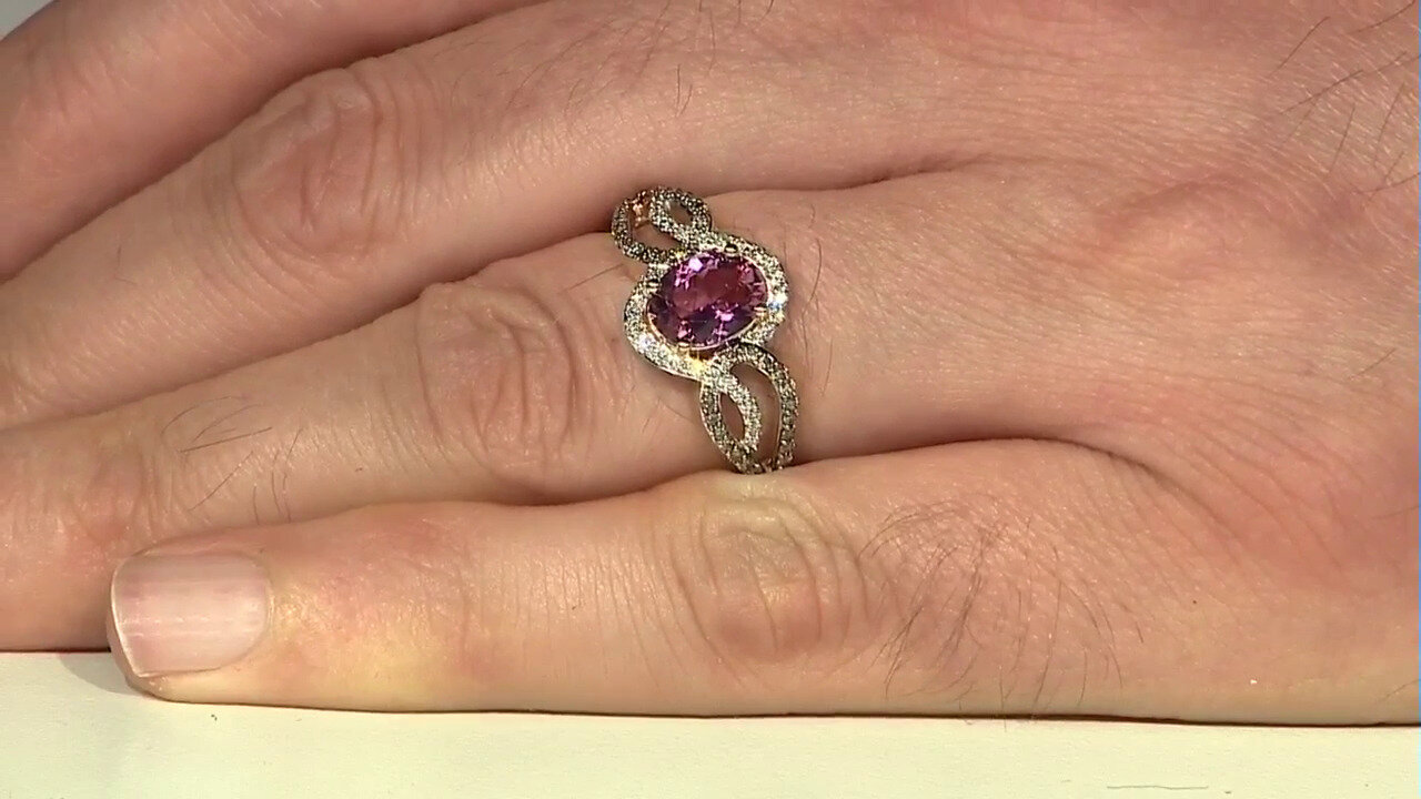 Video Gouden ring met een AAA Braziliaanse roze toermalijn (SUHANA)