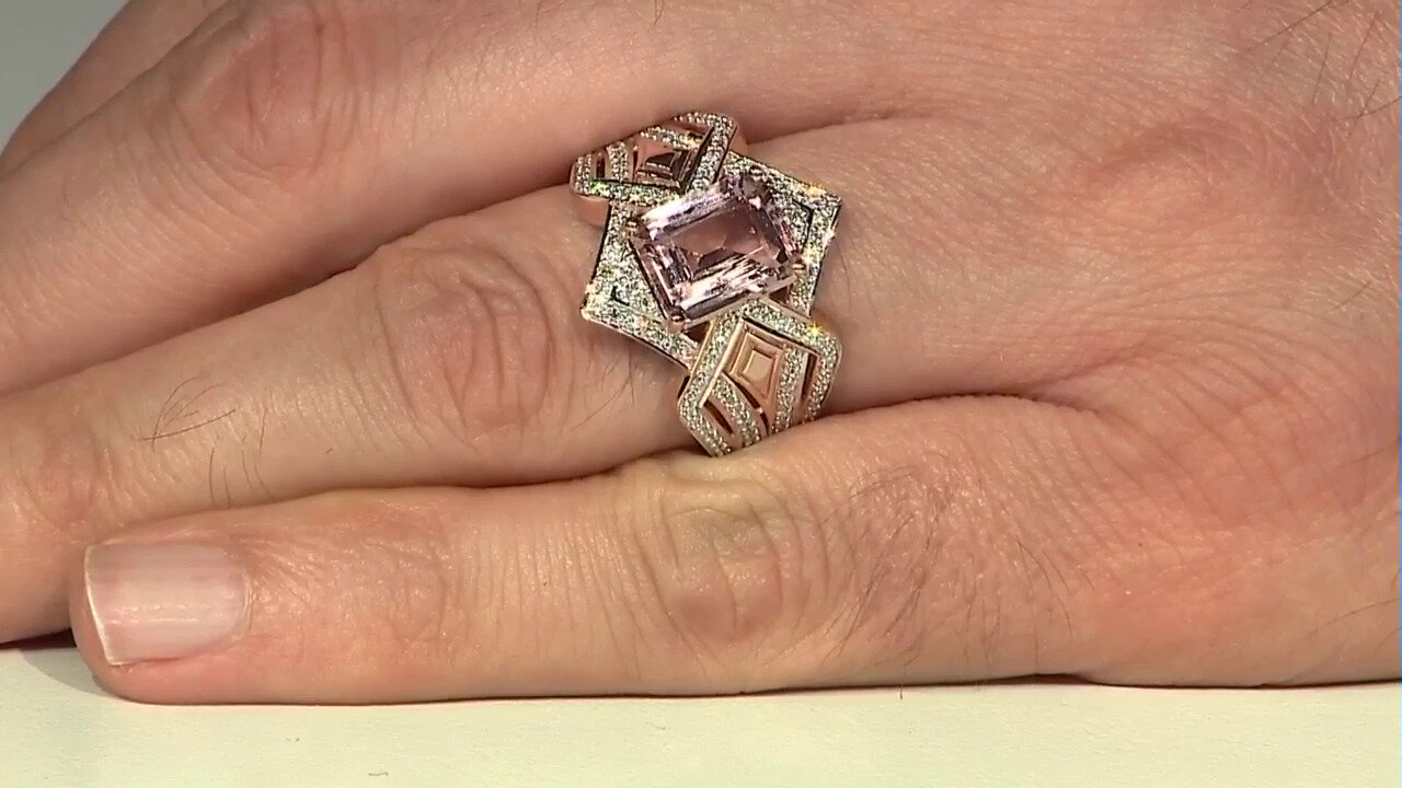 Video 14K AAA Morganite Gold Ring (SUHANA)