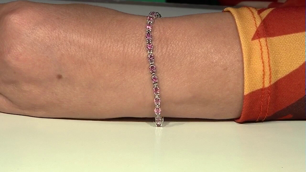 Video Zilveren armband met Braziliaanse roze toermalijnen