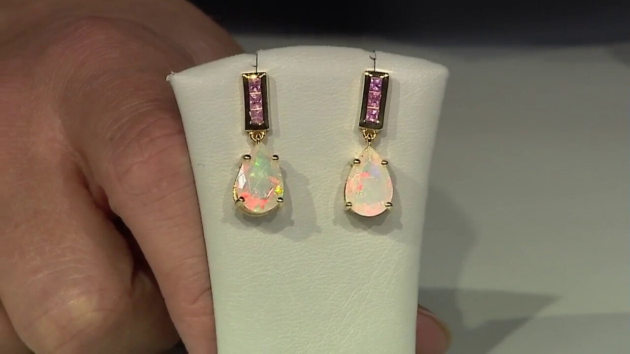 Video Welo Opal Silver Earrings