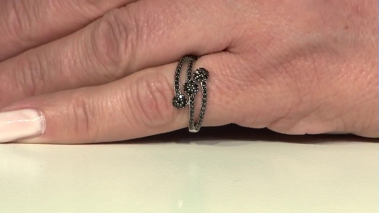 Video Black Spinel Silver Ring