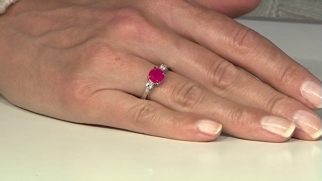 Video Bague en argent et Calcedoine framboise