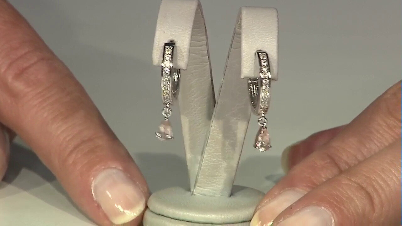 Video Morganite Silver Earrings