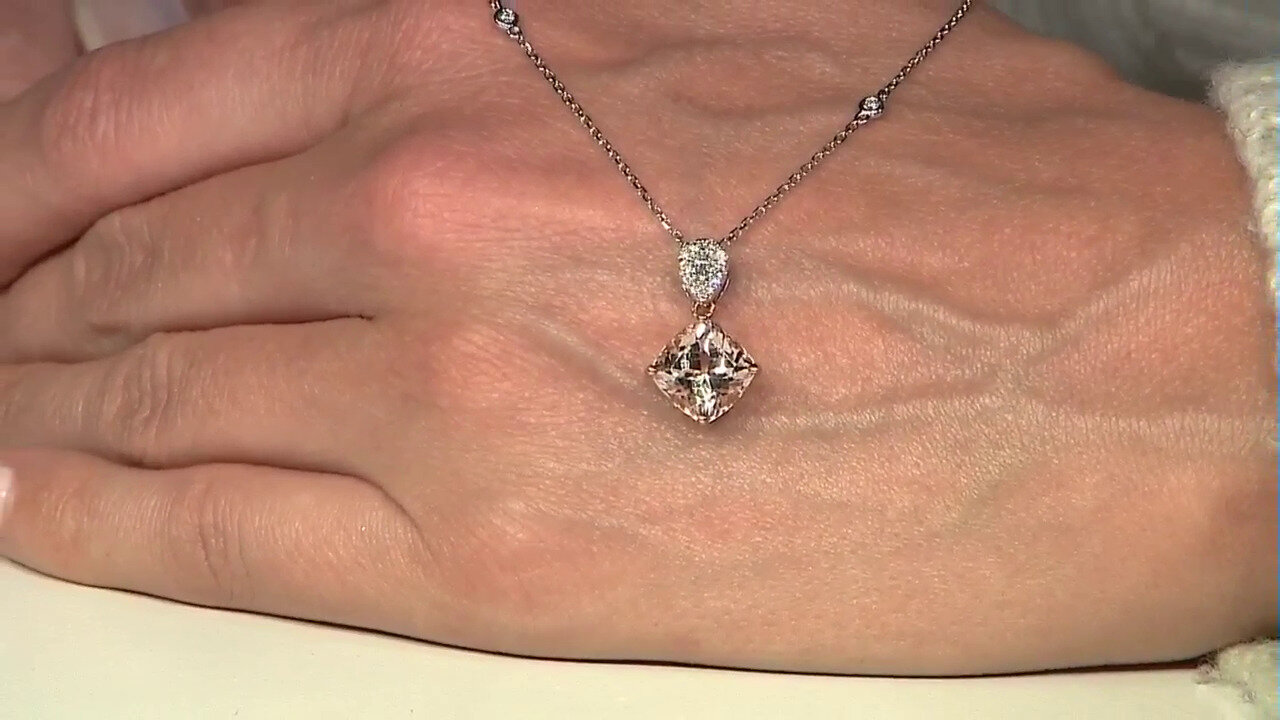 Video 10K AAA Morganite Gold Necklace