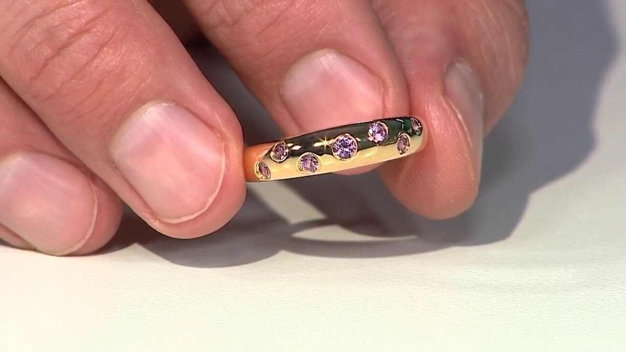 Video Zilveren ring met een Onverhitte Purper Saffier