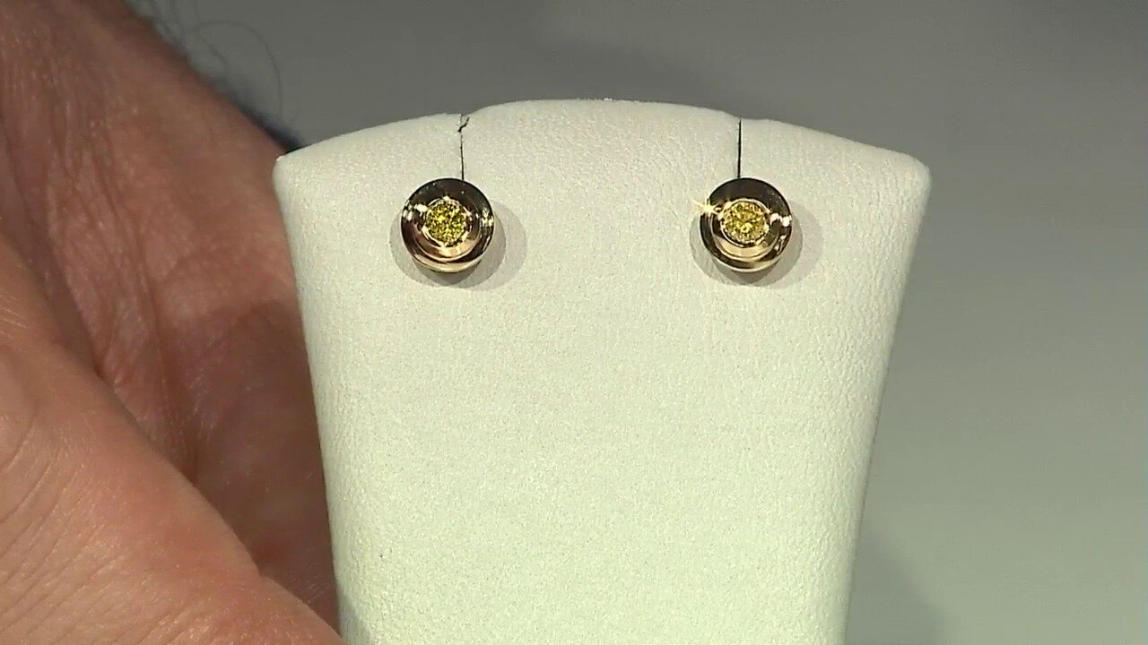 Video Pendientes en plata con Diamante amarillo I2