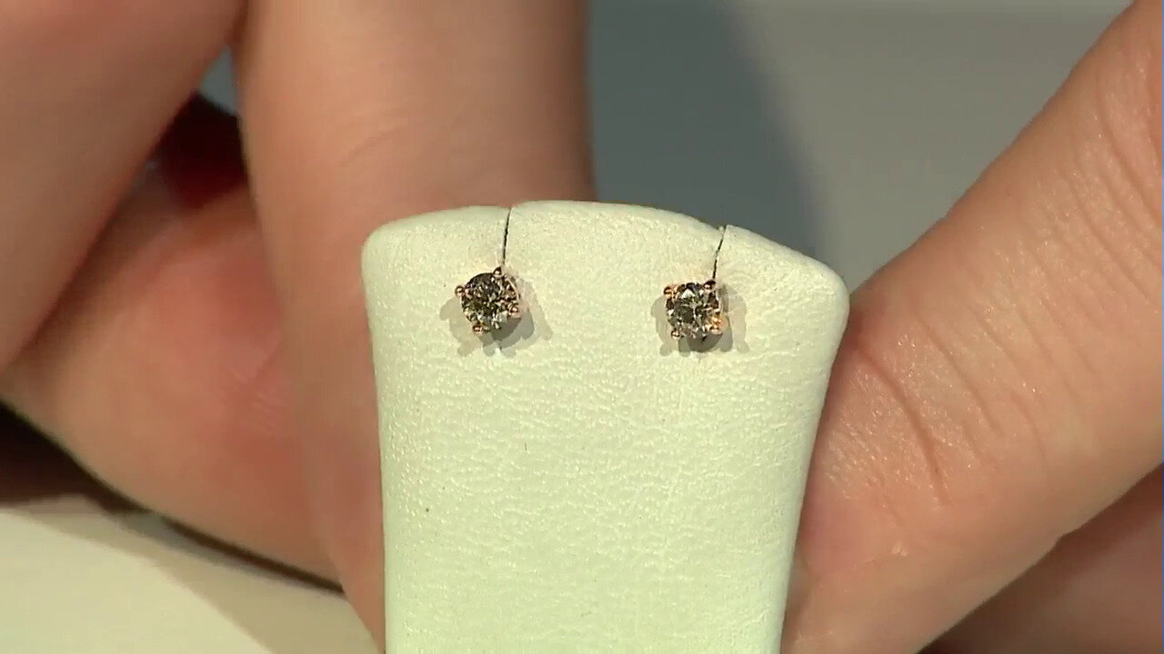 Video 9K SI1 Argyle Rose De France Diamond Gold Earrings (Annette)