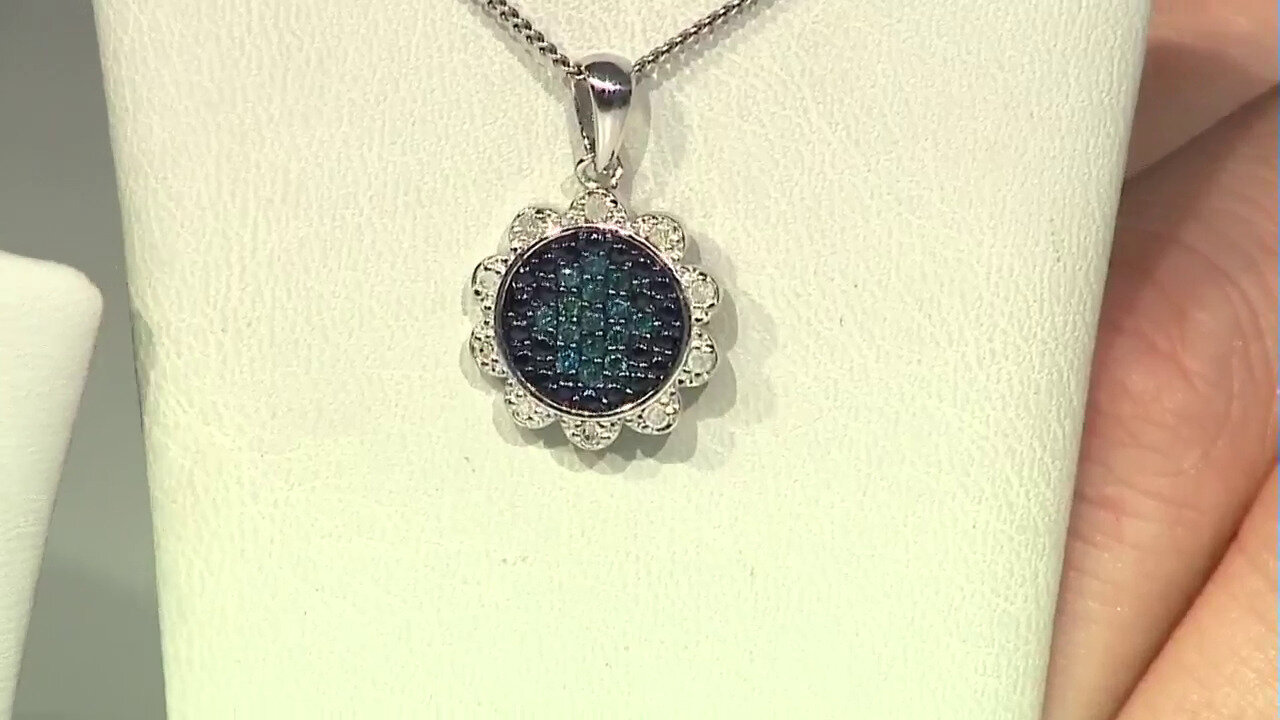 Video Pendentif en argent et Diamant bleu PK