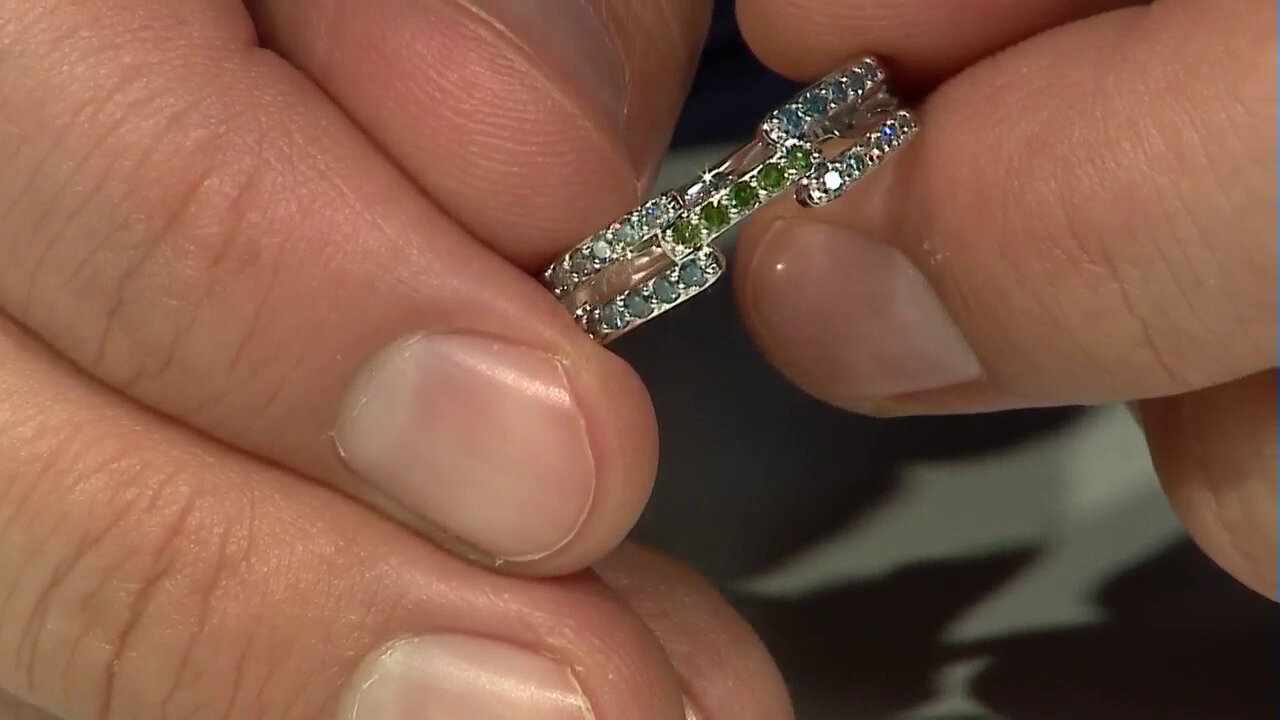 Video I2 Green Diamond Platinum Ring (KM by Juwelo)