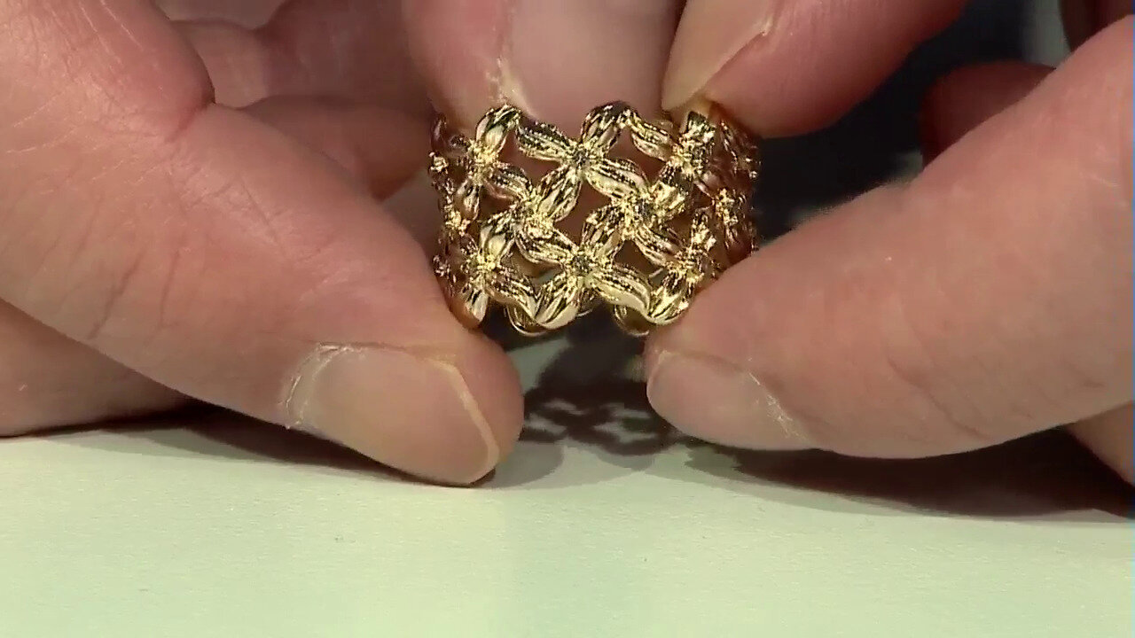 Video 9K I3 Champagne Diamond Gold Ring (de Melo)