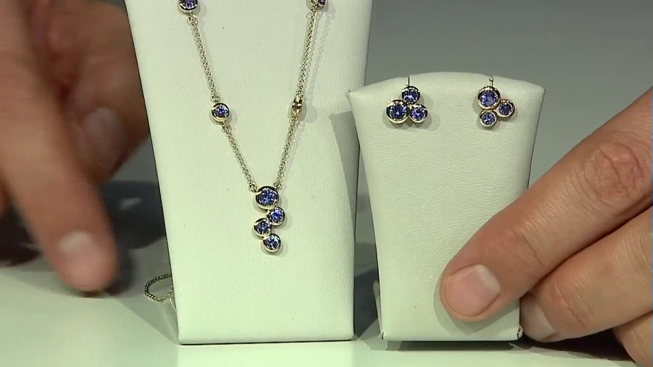 Video 9K AAA Tanzanite Gold Necklace (de Melo)