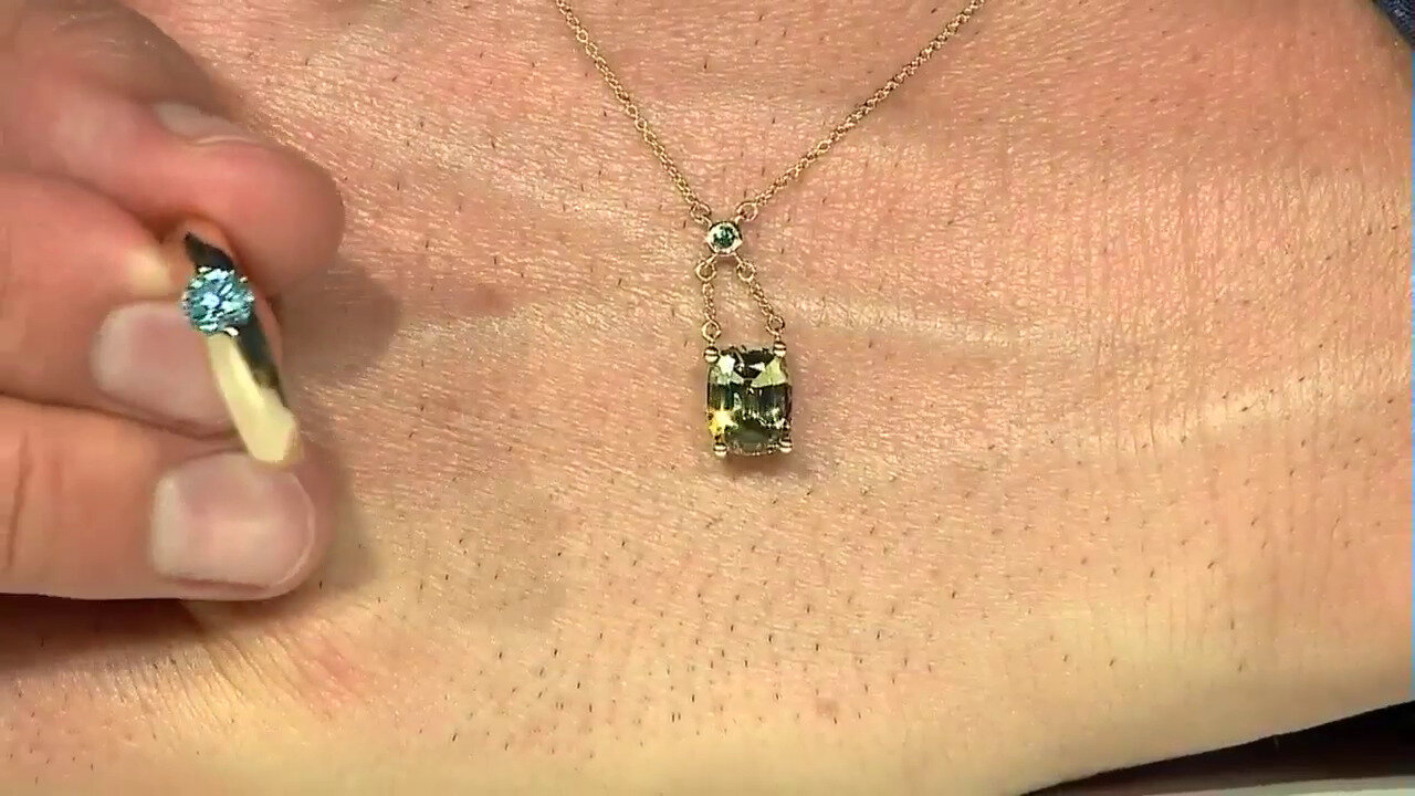 Video 9K Unheated Yellow Tanzanite Gold Necklace (de Melo)