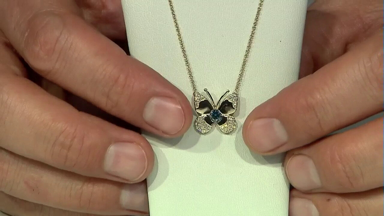 Video 9K SI2 Blue Diamond Gold Necklace (de Melo)