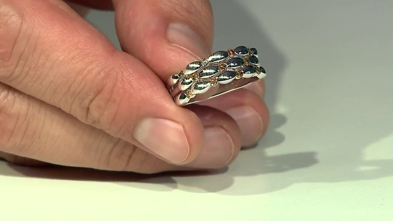 Video Zilveren ring met I2 Champagne Diamanten (de Melo)