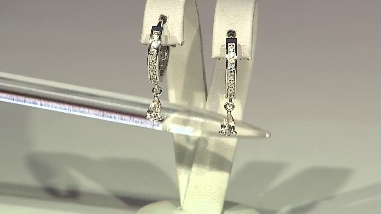 Video Morganite Silver Earrings