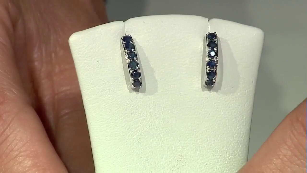 Video Boucles d'oreilles en argent et Saphir bleu