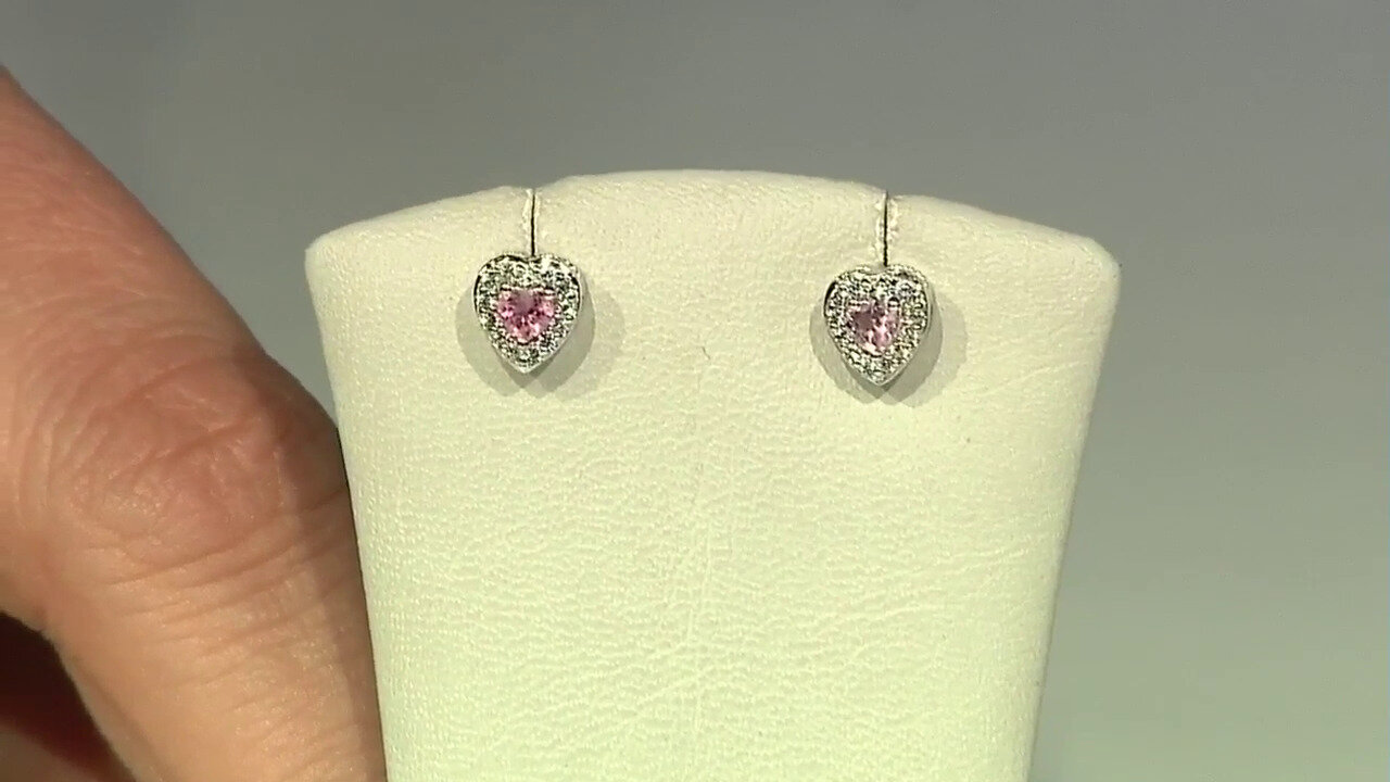 Video Boucles d'oreilles en argent et Tourmaline rose du Nigéria