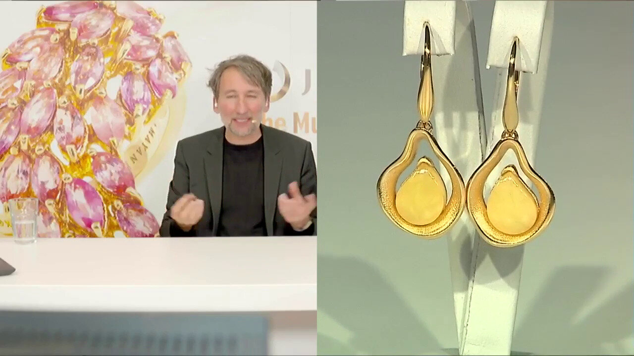 Video Boucles d'oreilles en argent et Ambre laiteux de la Baltique (dagen)