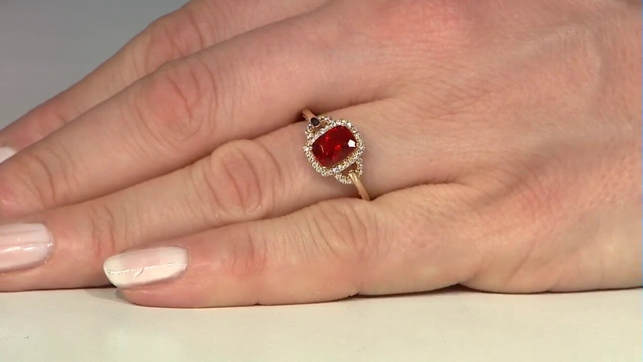 Video 14K Mexican Fire Opal Gold Ring (CIRARI)