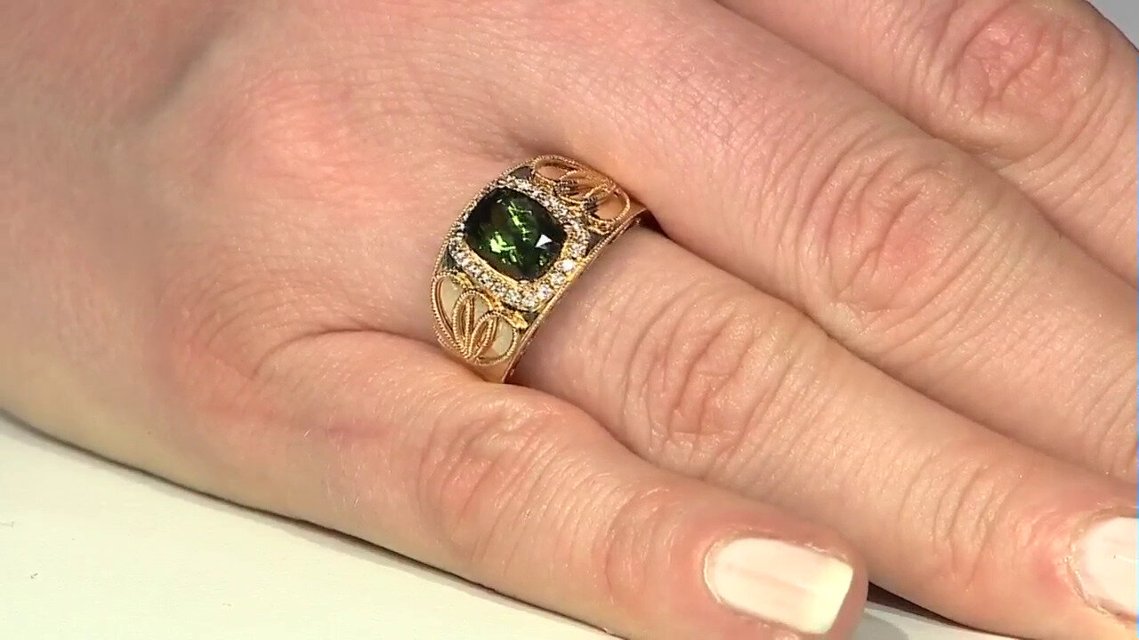 Video 14K Brazilian Green Tourmaline Gold Ring (CIRARI)