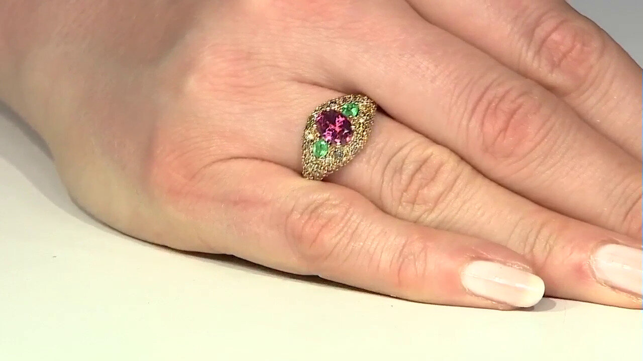 Video Gouden ring met een Braziliaanse roze toermalijn (CIRARI)