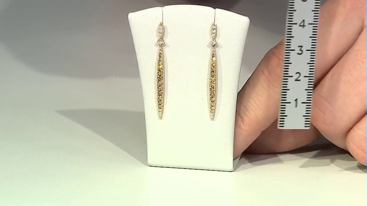 Video 14K SI2 Fancy Diamond Gold Earrings (CIRARI)