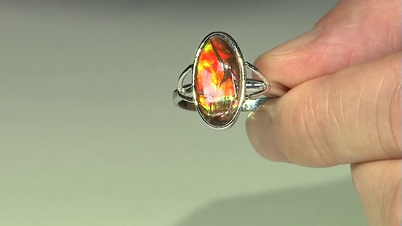 Video Ammolite Silver Ring