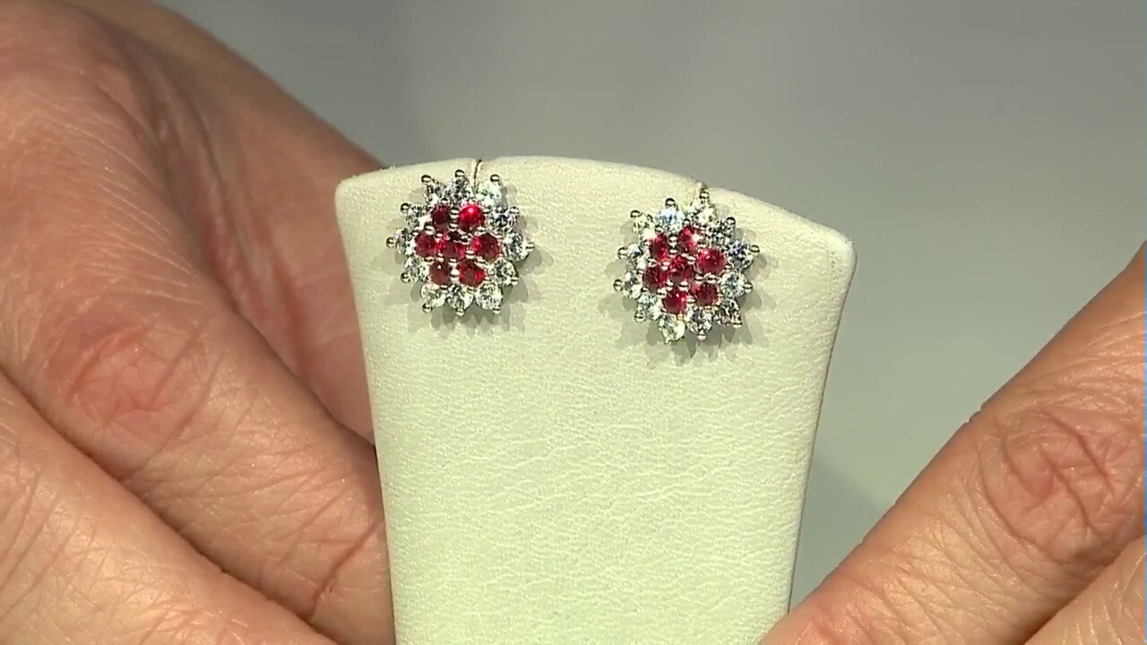 Video Tanzanian Ruby Silver Earrings