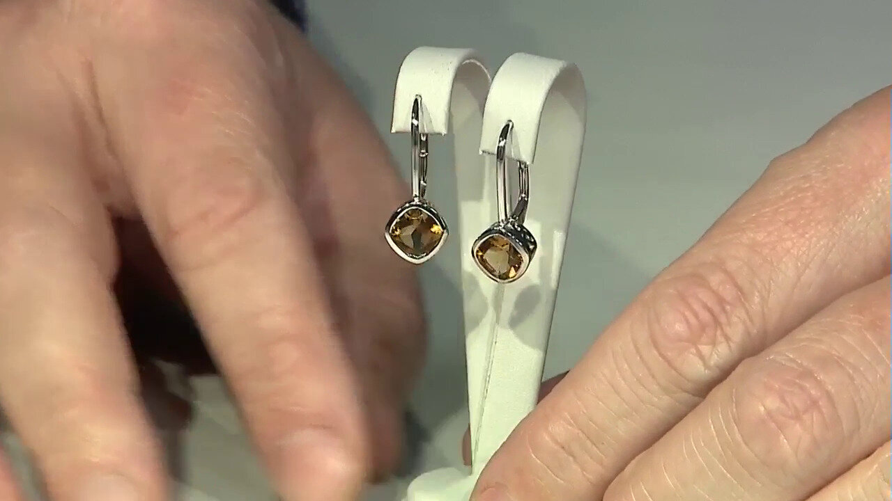 Video Champagne Quartz Silver Earrings (MONOSONO COLLECTION)