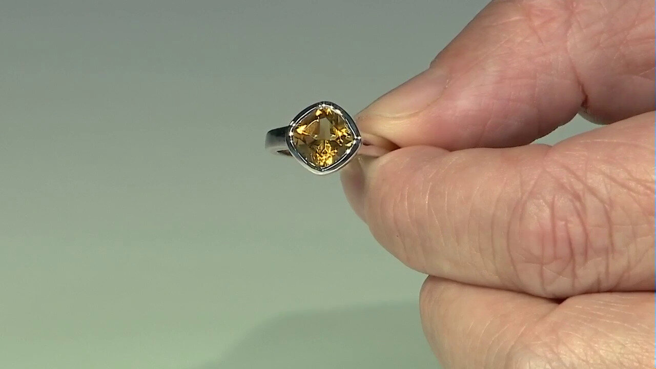 Video Zilveren ring met een champagne kwarts (MONOSONO COLLECTION)