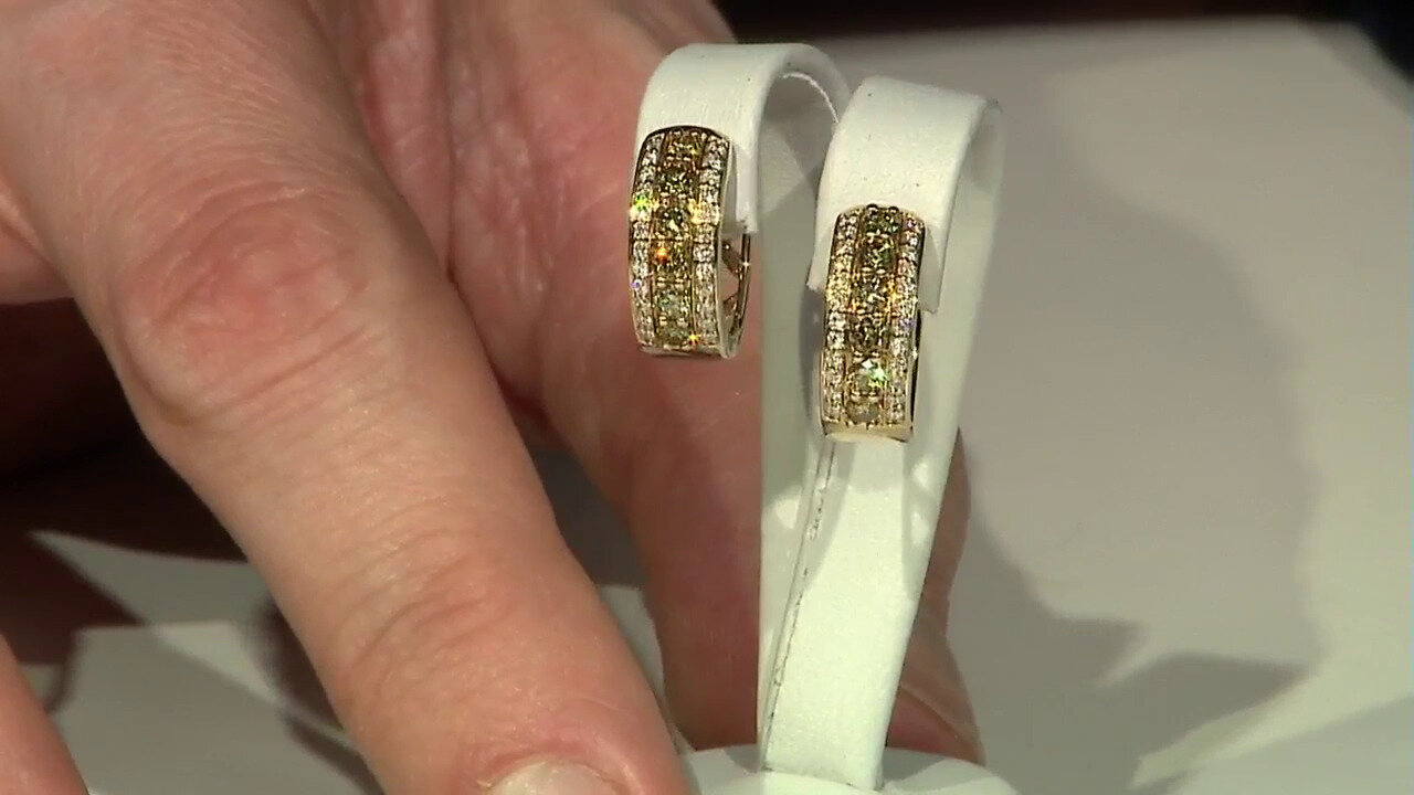 Video 14K SI2 Yellow Diamond Gold Earrings (CIRARI)