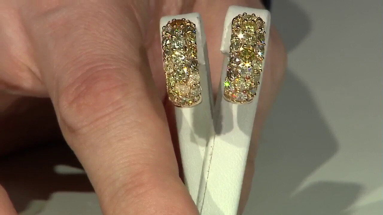 Video 14K SI2 Fancy Diamond Gold Earrings (CIRARI)