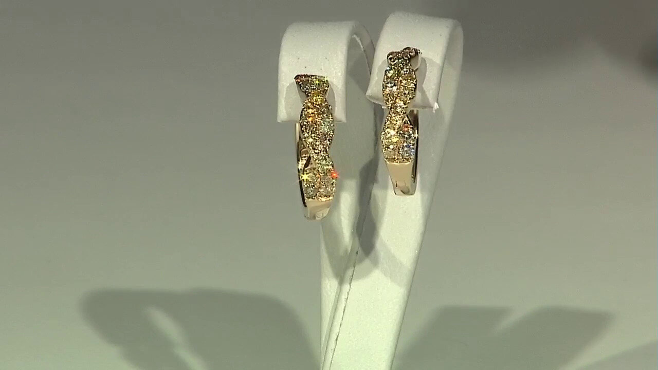 Video 14K SI2 Fancy Diamond Gold Earrings (CIRARI)