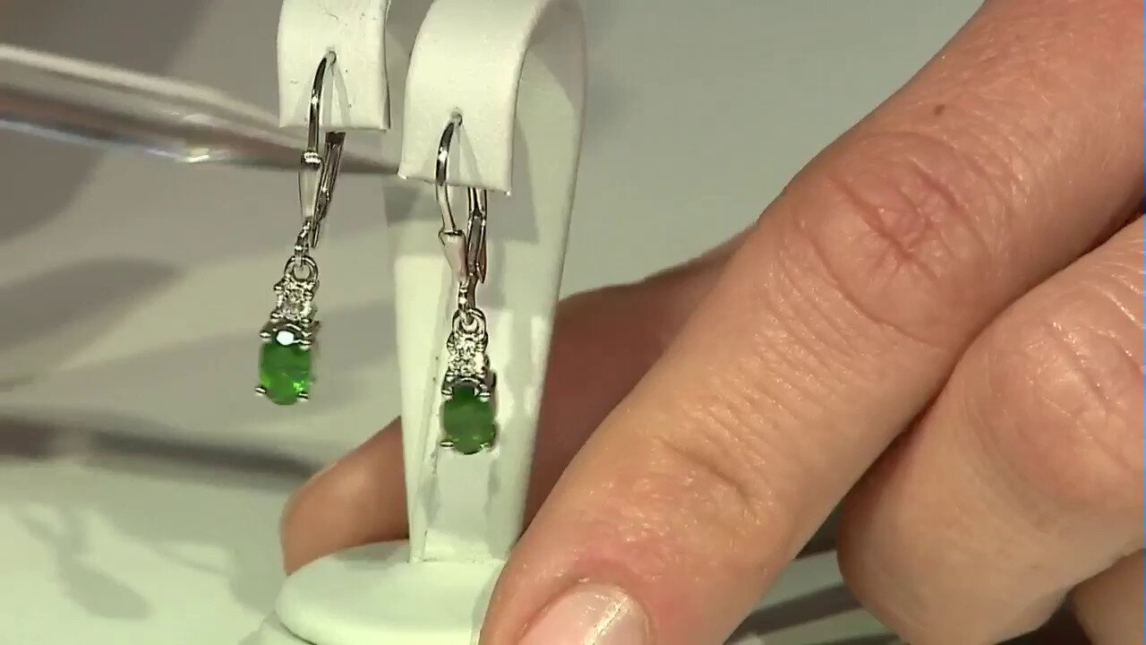 Video Boucles d'oreilles en argent et Diopside de Russie