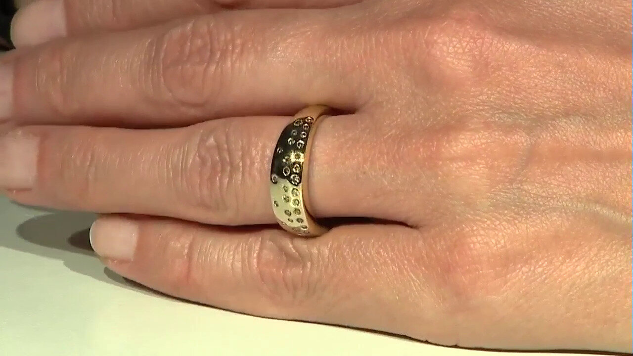 Video I2 Champagne Diamond Silver Ring