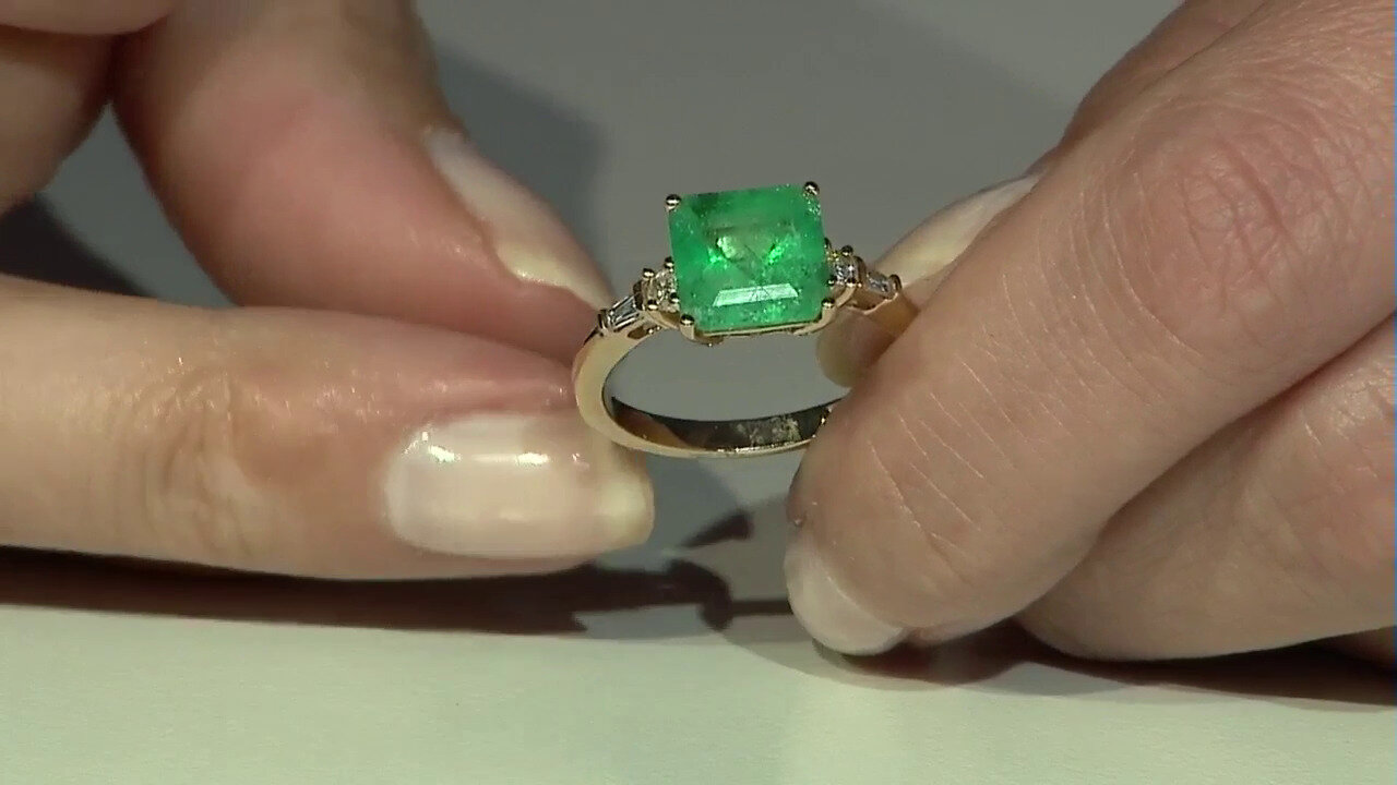 Video 14K AAA Zambian Emerald Gold Ring (CIRARI)