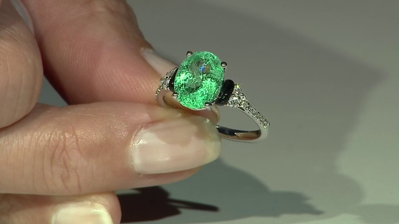 Video 18K AAA Zambian Emerald Gold Ring (CIRARI)