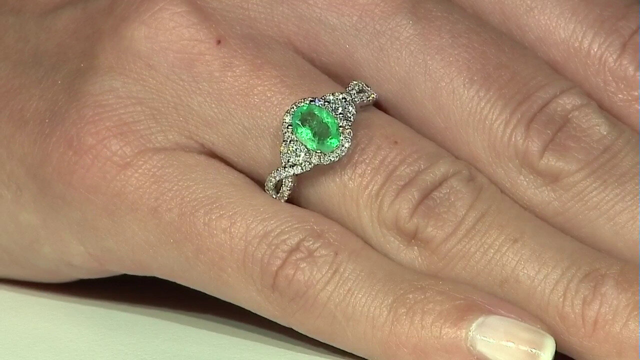 Video 18K AAA Zambian Emerald Gold Ring (CIRARI)