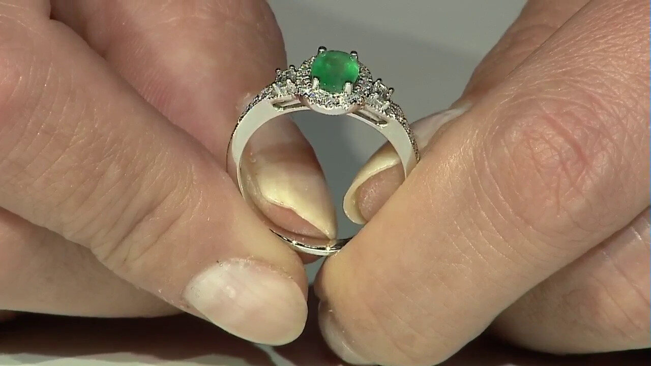 Video 14K AAA Zambian Emerald Gold Ring (CIRARI)