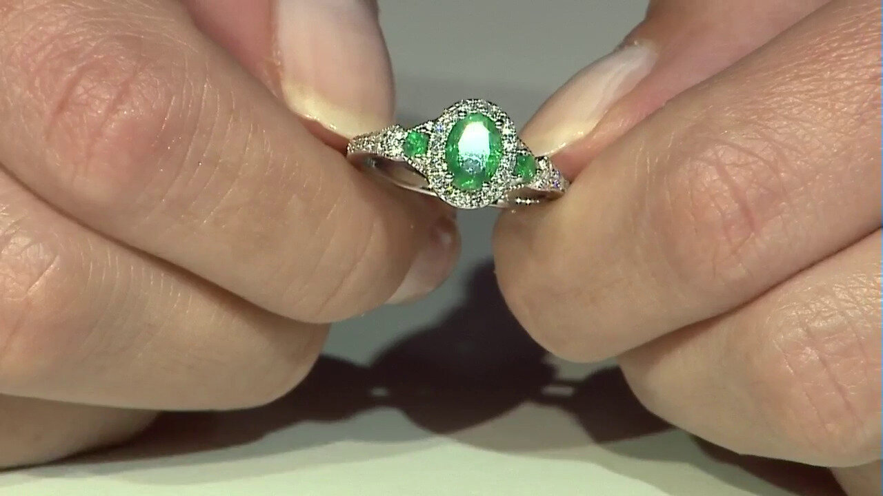 Video 14K AAA Zambian Emerald Gold Ring (CIRARI)