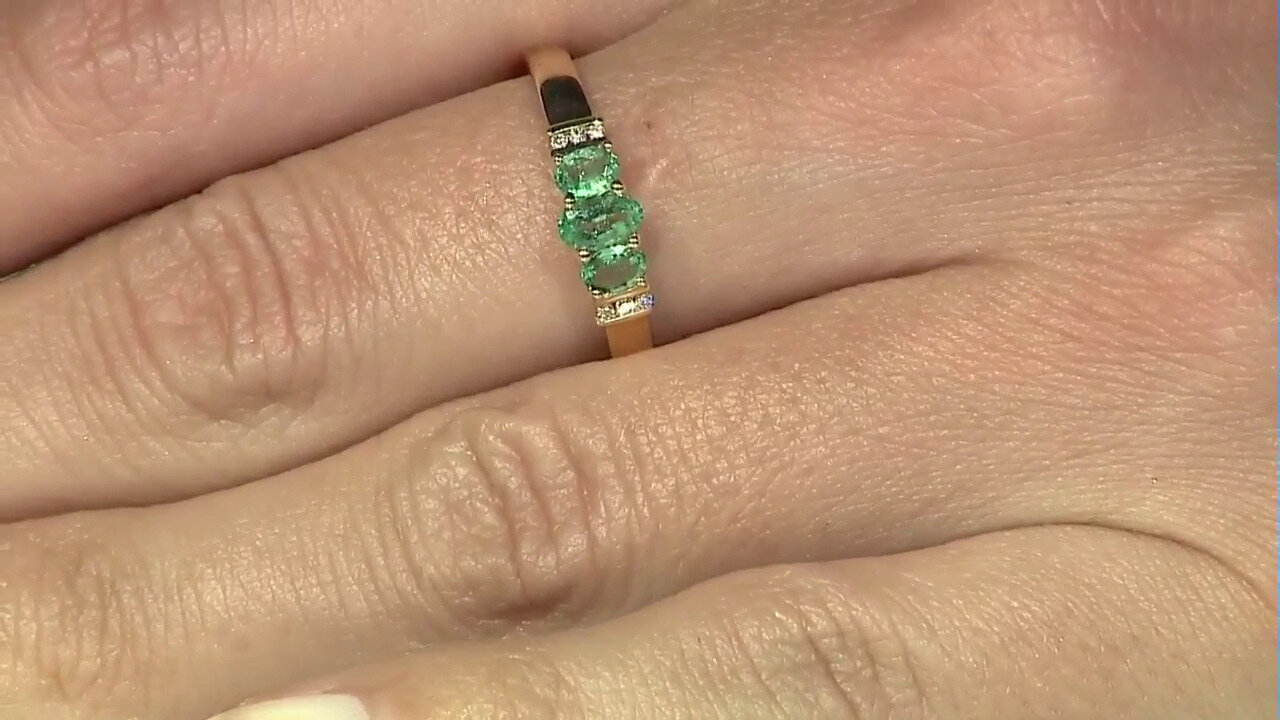 Video 14K AAA Zambian Emerald Gold Ring (CIRARI)