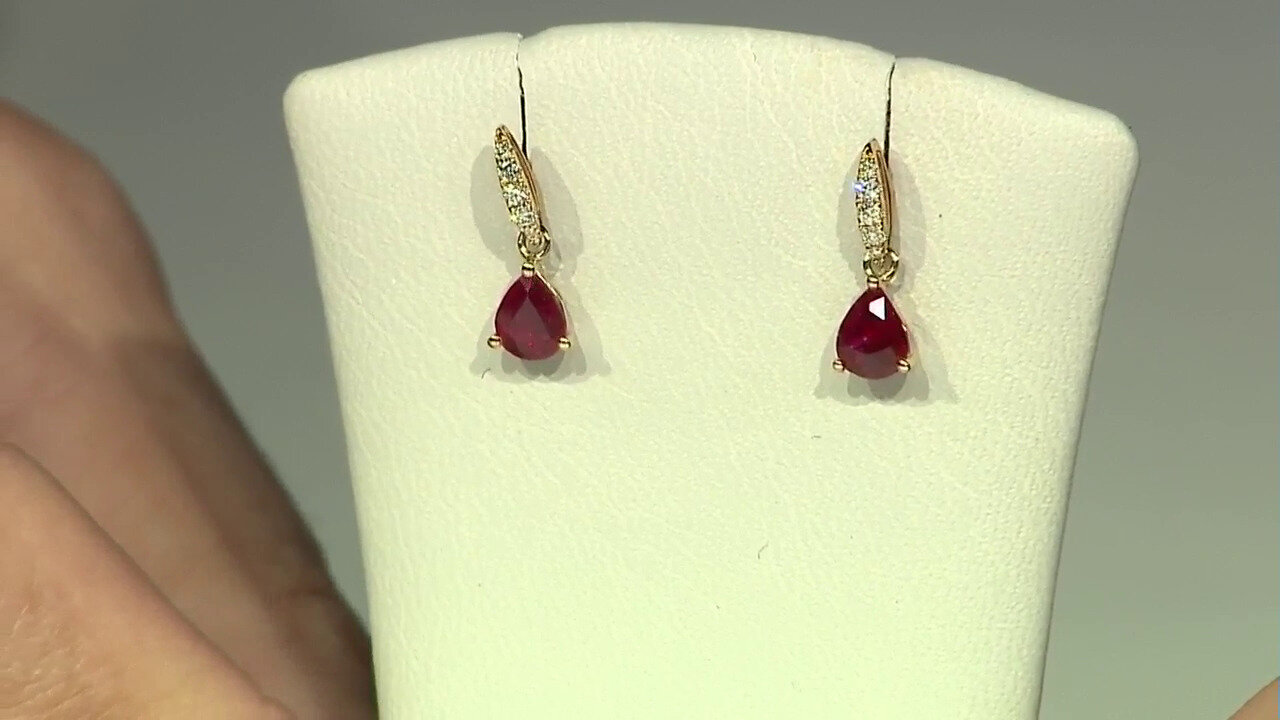 Video 10K AAA Mozambique Ruby Gold Earrings