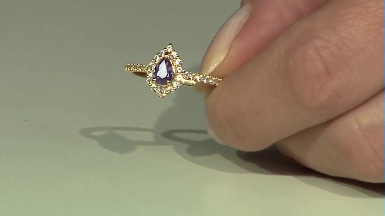 Video 9K Ceylon Purple Sapphire Gold Ring