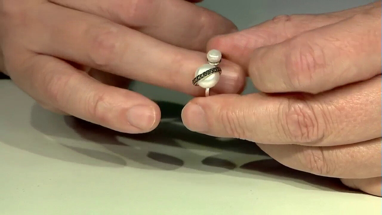 Video Anillo en plata con Perla blanca Freshwater