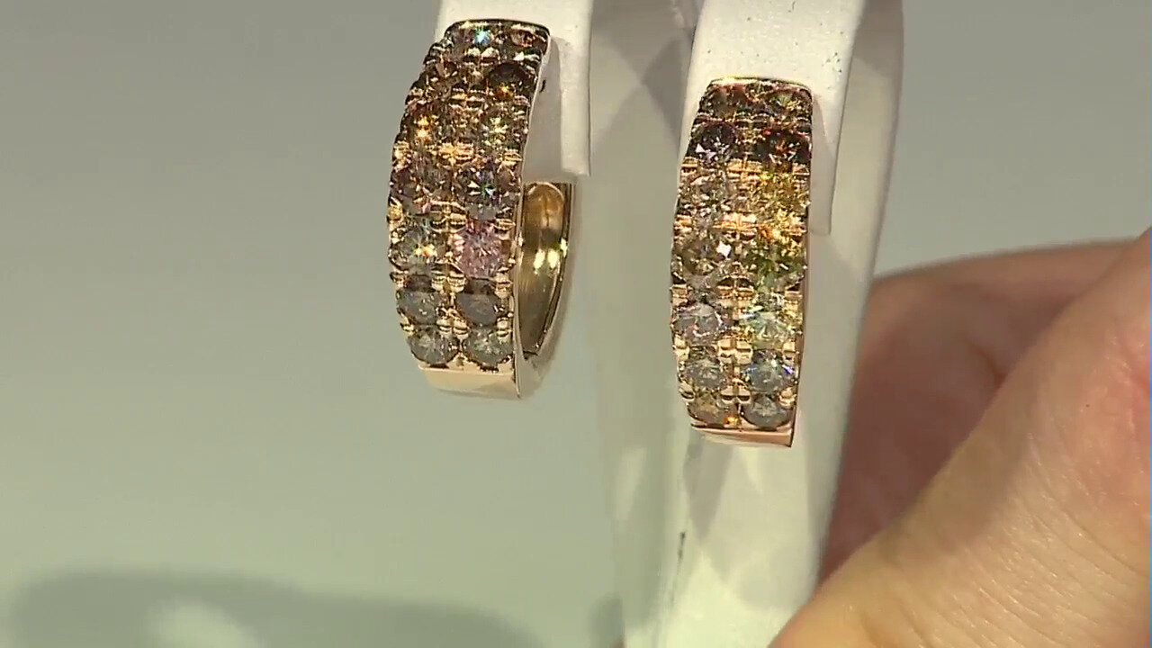 Video 14K SI2 Fancy Diamond Gold Earrings (CIRARI)